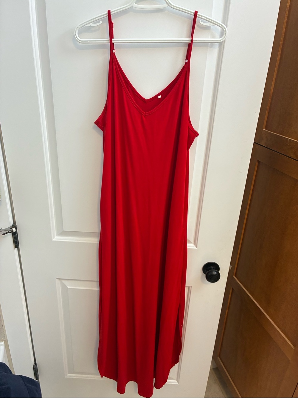 Amazon Red Maxi Slip Dress with Adjustable Straps